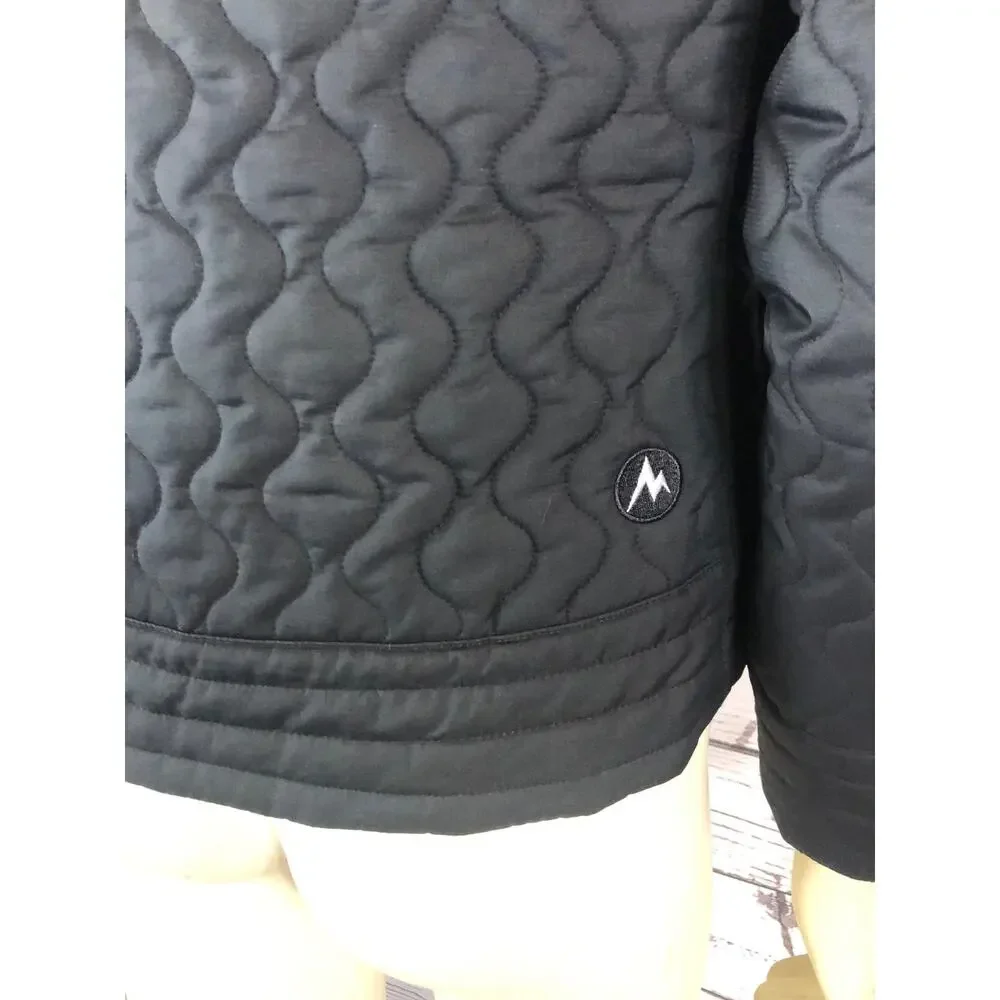 Marmot “St Moritz” Black Quilted Puffer Coat with faux Fur Collar size small